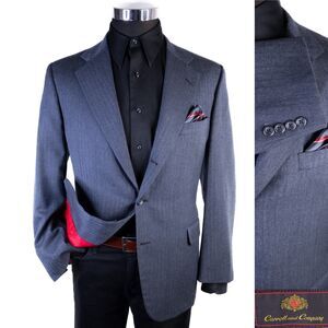 CARROLL & CO Herringbone Sport Coat Jacket Blazer 3-Button Sz 42S Single-vented